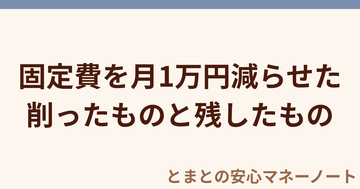 固定費を月1万円減らせた 削ったものと残したもの