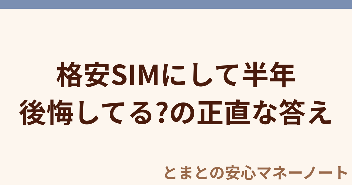 格安SIMにして半年 後悔してる?の正直な答え