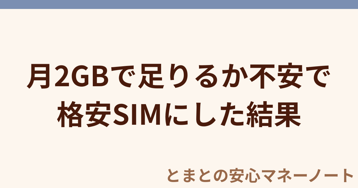 月2GBで足りるか不安で 格安SIMにした結果