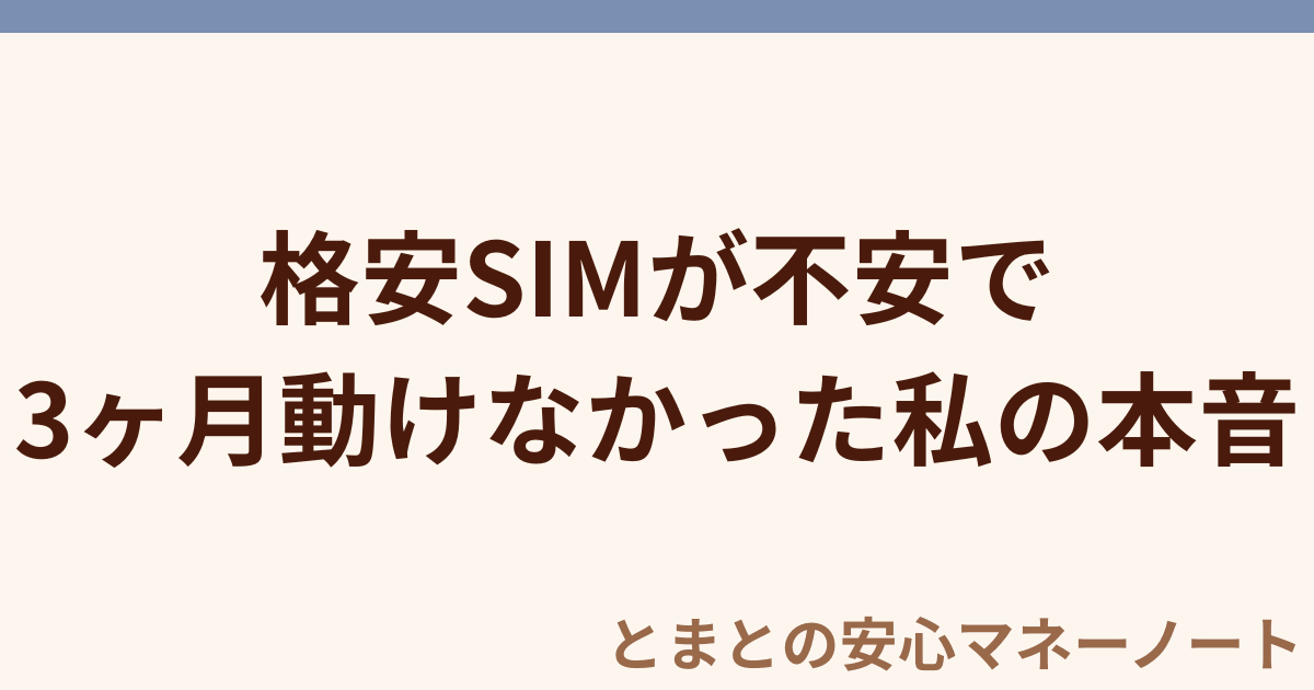格安SIMが不安で 3ヶ月動けなかった私の本音