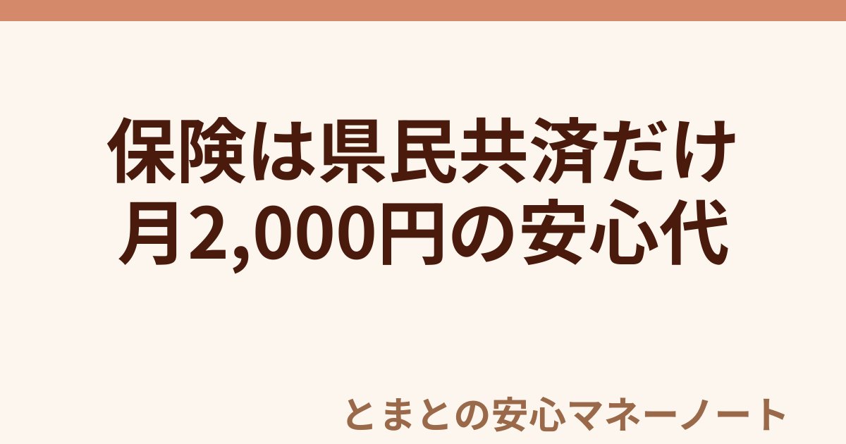 保険は県民共済だけ 月2,000円の安心代