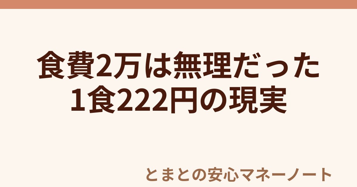 食費2万は無理だった 1食222円の現実