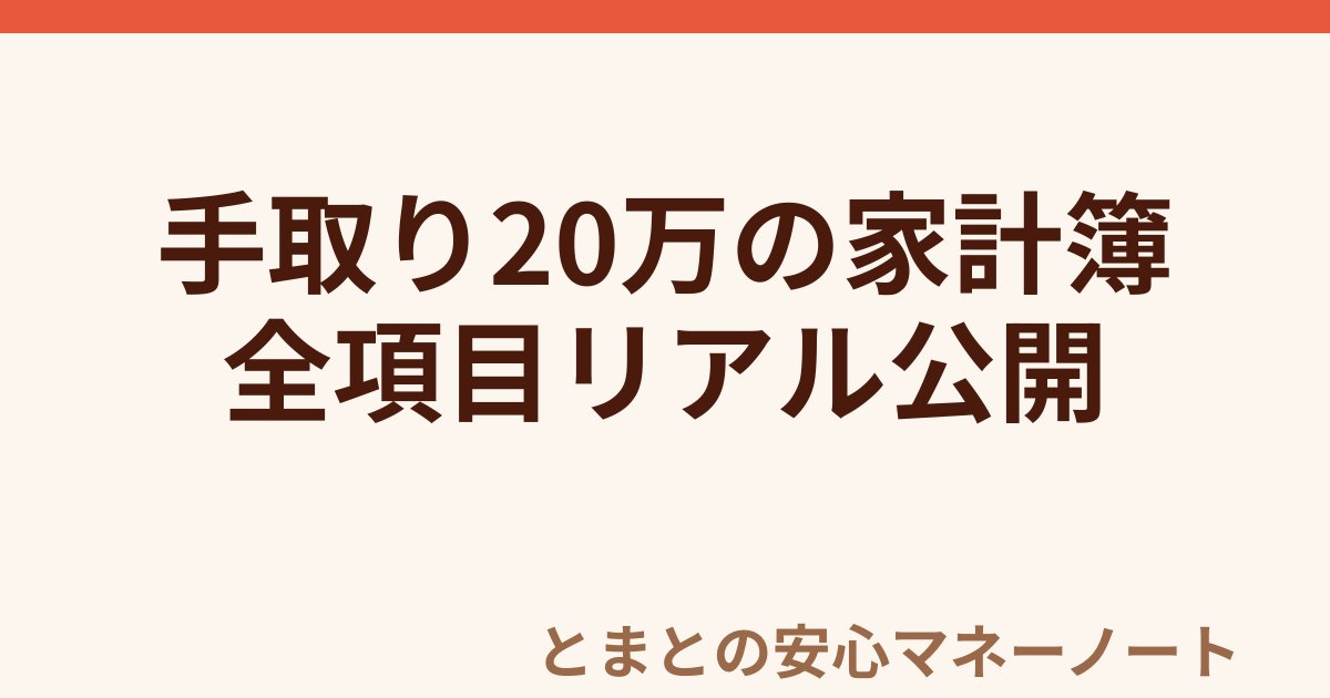 手取り20万の家計簿 全項目リアル公開